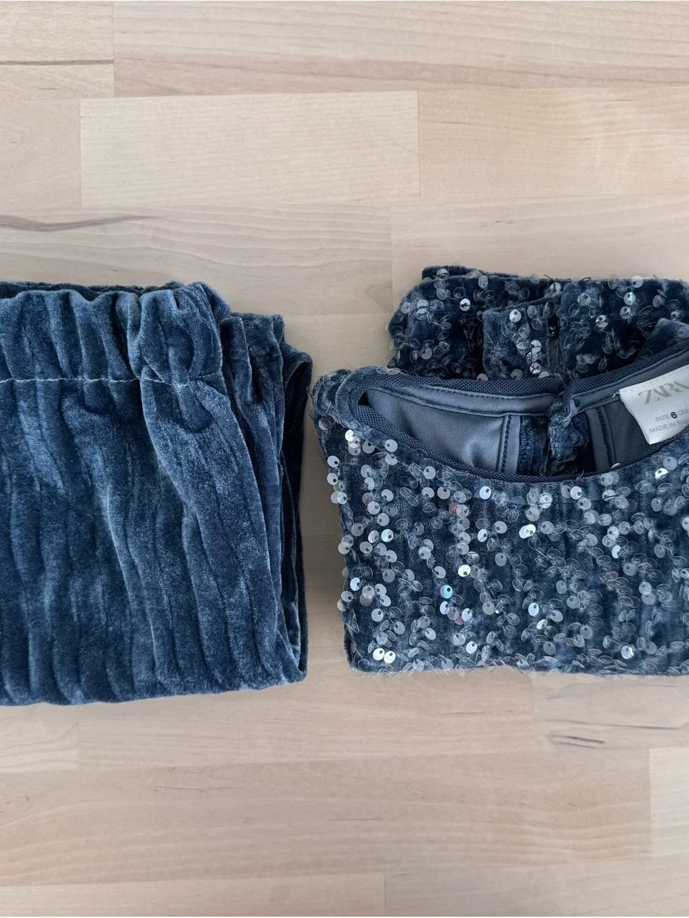Zara Girls - Sequins Velvet Ribbed Matching Set.